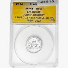 2014 1/4oz. Platinum JFK Apollo 11 Medal ANACS MS69