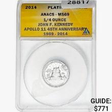 2014 1/4oz. Platinum JFK Apollo 11 Medal ANACS MS69