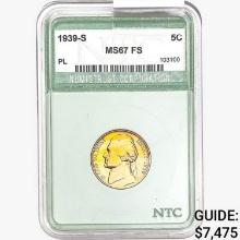 1939-S Jefferson Nickel NTC MS67 FS PL