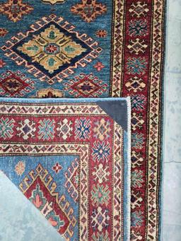 Fine Hand Woven Kazak Wool Runner Rug / Carpet