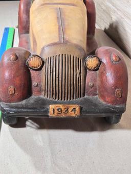 29" Vintage Large Wood / Resin Carved 1934 Roadster By Reprocrafters