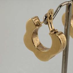 Pair Of 14K Yellow Gold MCM Flower Design Hoop Earrings
