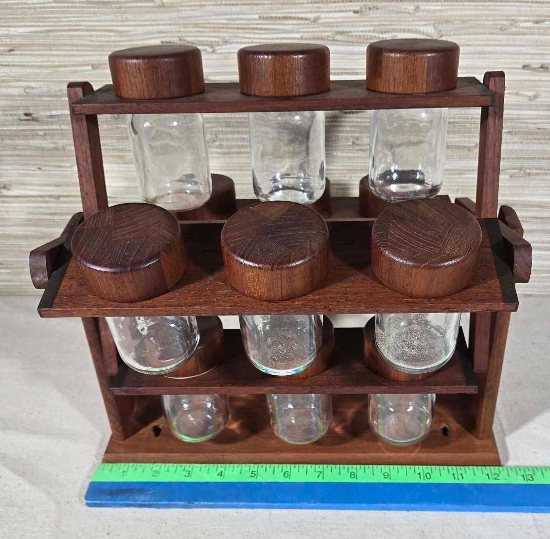 Danish Modern Wood Revolving Spice Rack