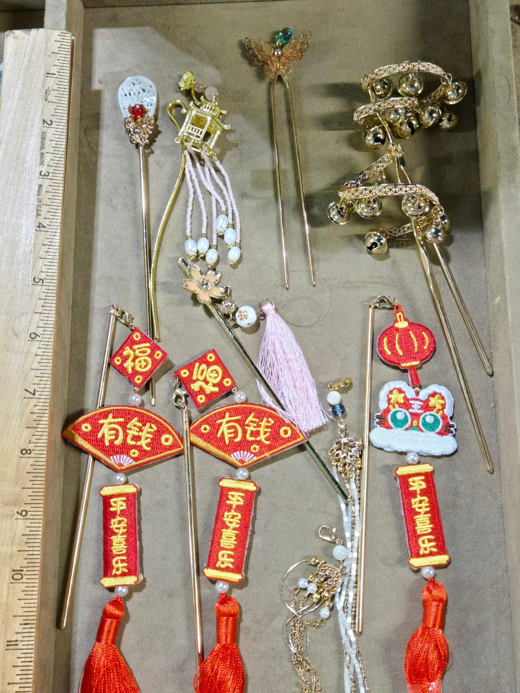 Estate Lot Of Chinese Hand Carved Hardstone And Costume Jewelry