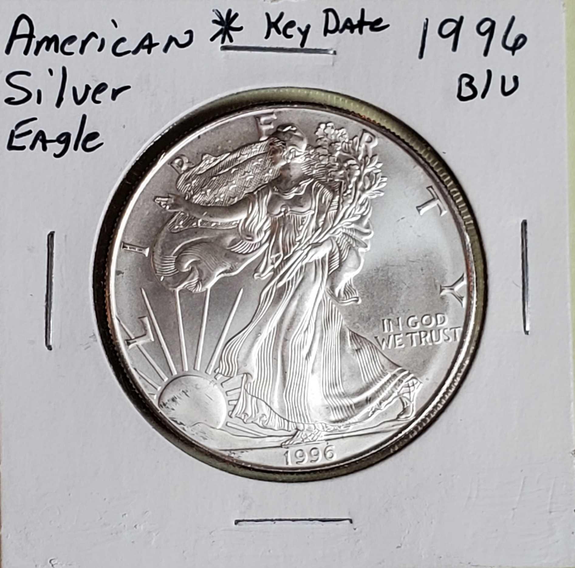 3 1996 1oz Pure .999 Silver Eagle Bullion Coins (Key Date)