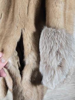 Beautiful Vintage Mink & Fox Fur Coat with Bell Sleeves