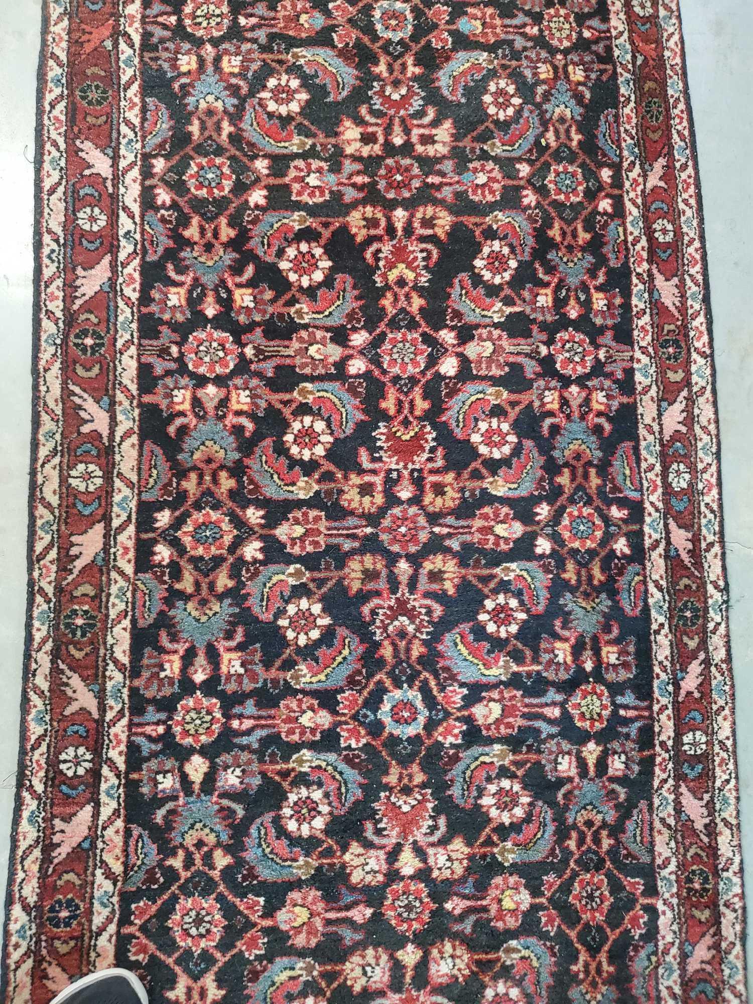 Oriental Handmade Hamadan Wool Runner Rug / Carpet