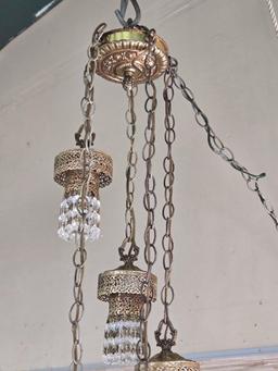 Vintage Hollywood Regency Ceiling Light with Graduating Crystal Pendants