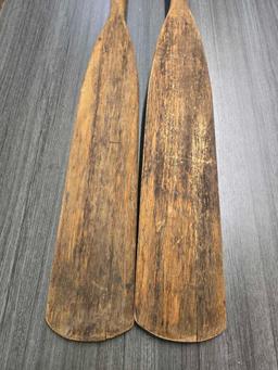 Pair Of 77 1/2" long Antique Wooden Boat Oars