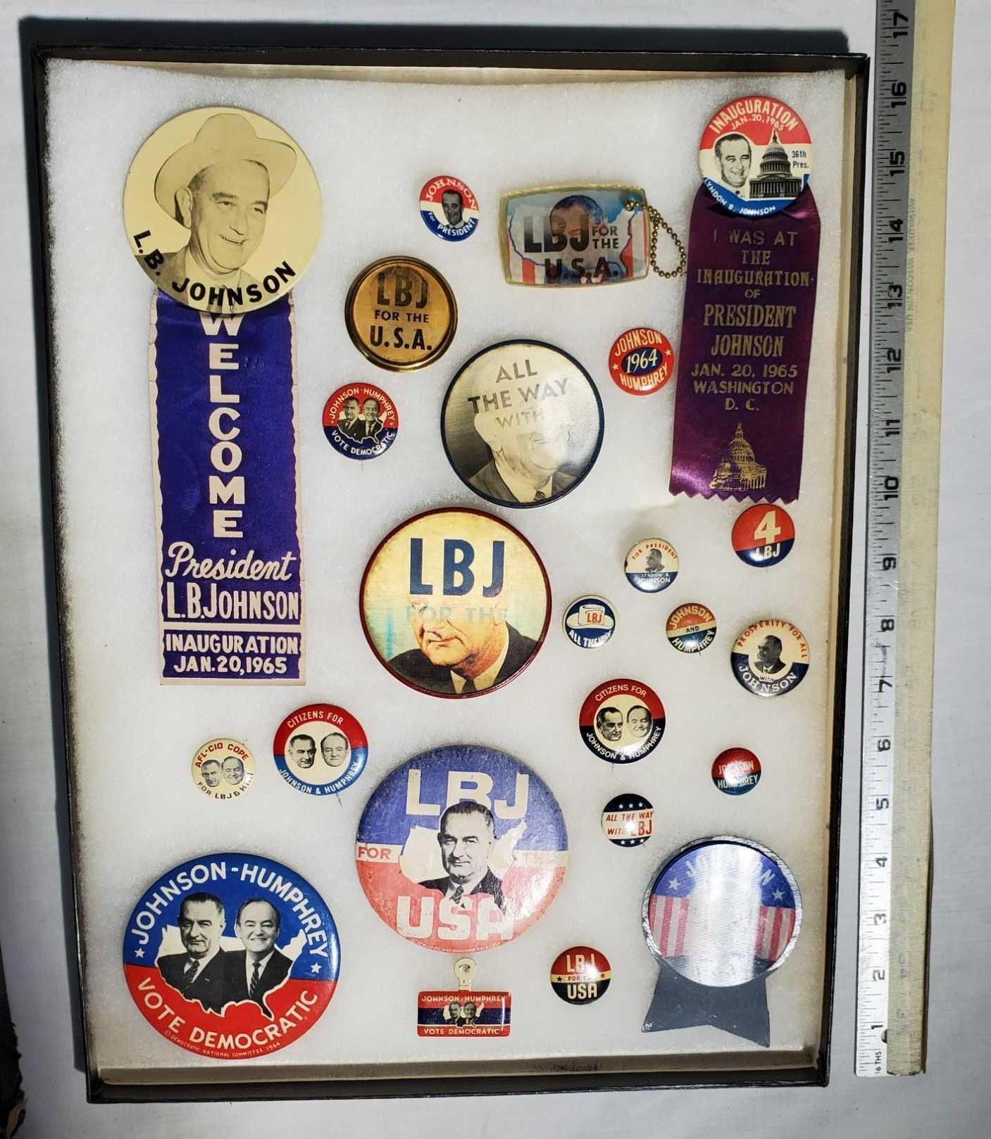 4 Trays of Vintage Presidential and Political Campaign Buttons and Related Items