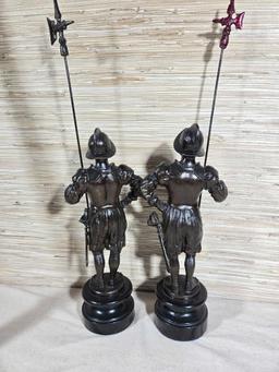 Pair of Painted Spelter Renaissance French/ Vatican Guards