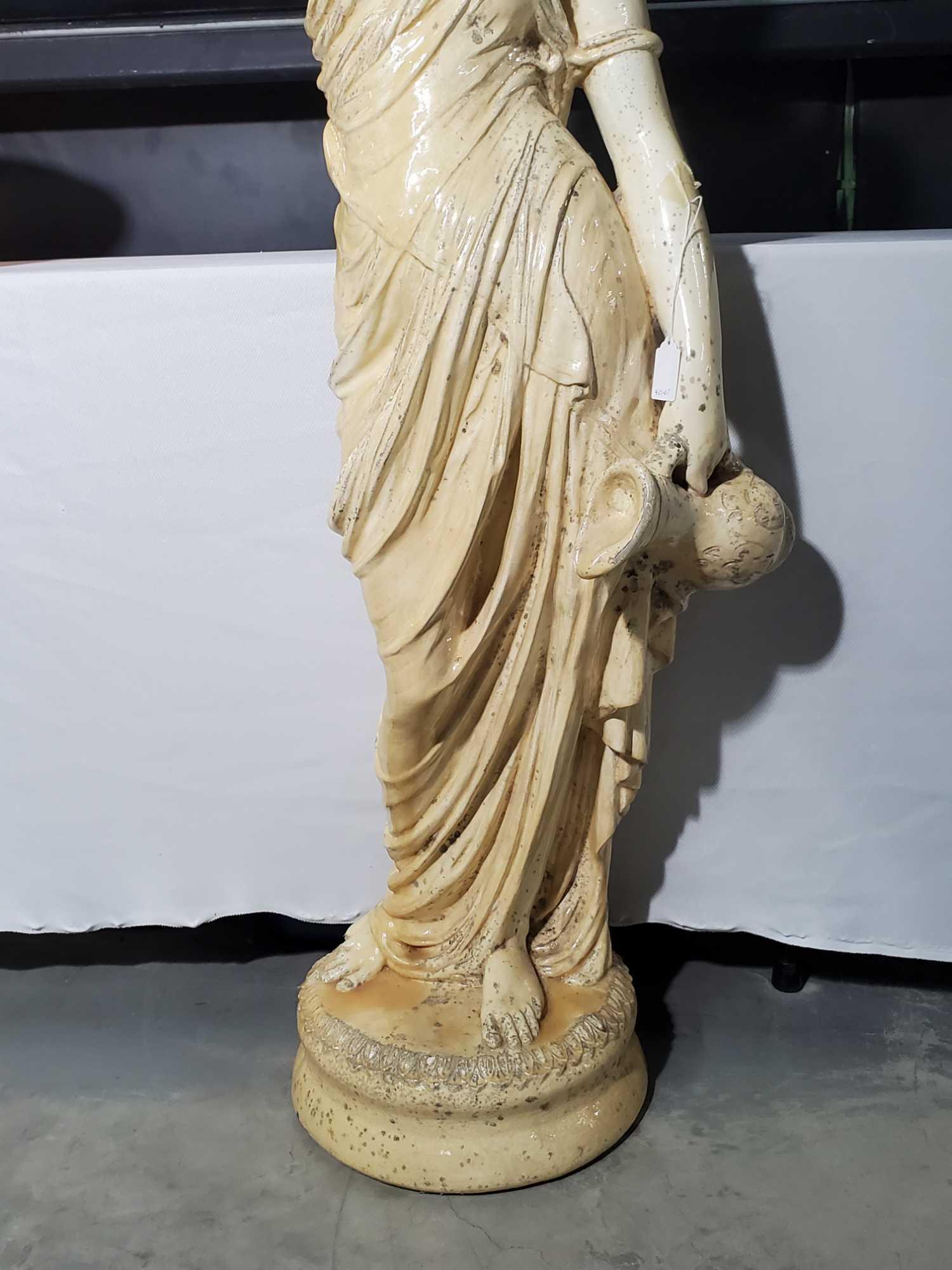 53" Statue of Woman with Urn and 20" Italian Terra Cotta Garden Urn