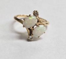 Opal and Diamond 14k Gold Ring