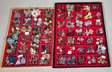 2 Trays of Vintage Earrings incl. Signed