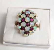 Vintage 14k Gold Opal and Ruby Ring