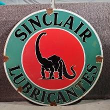 30" Round Sinclair Lubricants One Sided Enamel Sign Some Enamel Loss See Photos.