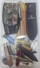 Tray Lot Of Collectible Pocket & Sheath Knives