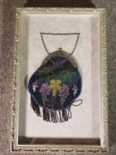 22" x 14" Shadow Box Frame of Antique Beaded Purse