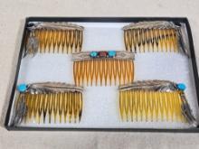 5 Sterling Silver Native American Hair Combs