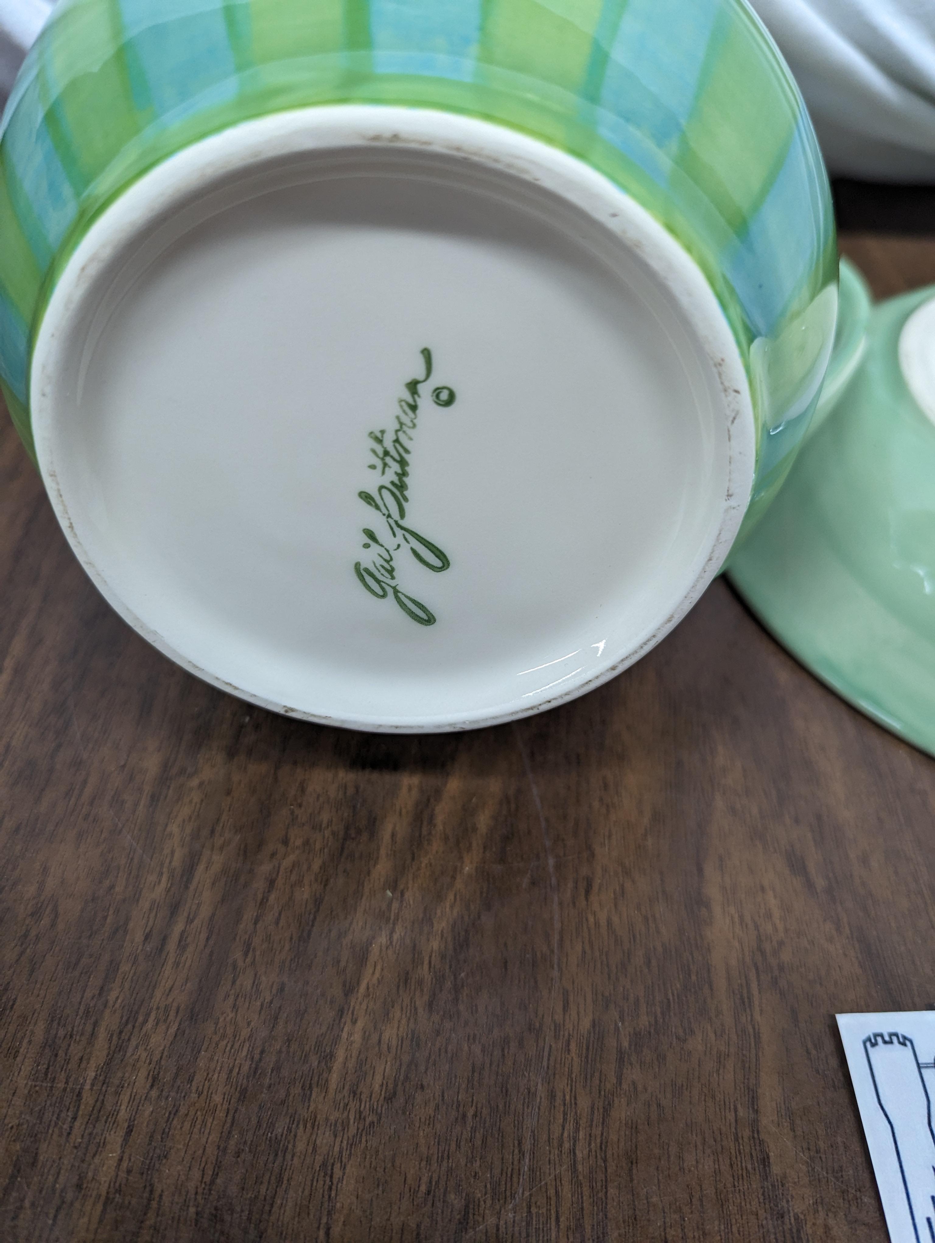 Green and Blue Platter and Pitcher