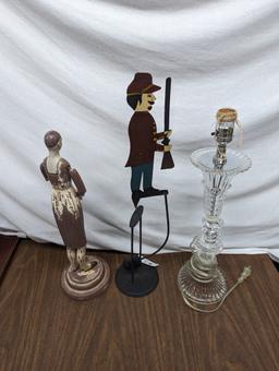 Glass Lamp, Wooden Statue, etc