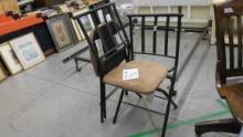 folding chairs, indoor/outdoor use metal chairs with padded seats two total