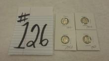 silver dimes, 4 total from 1952 and 1953