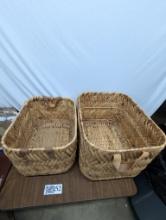 2 Woven Wooden Baskets