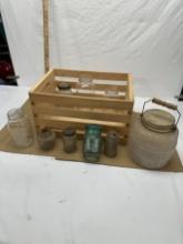 Décor Wooden Crate Full of Jars, ETC