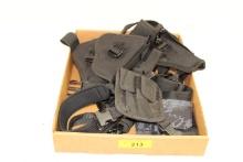 3 Black Tactical Style Holsters, Sling and Pouches