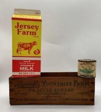 Vintage Milk Carton and Wood Crate