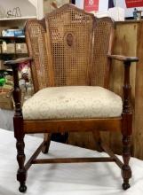Antique Cane Back Arm Chair- Butterfly Back