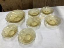 Vintage Golden Amber Carnival Glass Bowl set