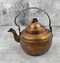 Antique Hand Hammered Copper Kettle Teapot