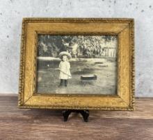 Antique Photo Little Girl with Wagon
