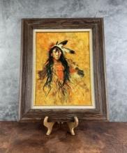Charles Bear Montana Indian Oil Painting
