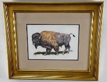 John Jones Watercolor Buffalo Painting