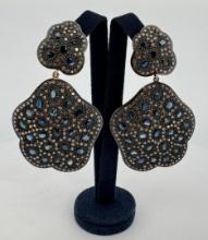 Black Rhodium Diamond and Sapphire Earrings