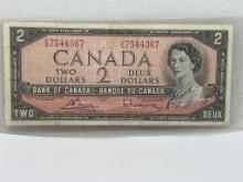 1954 Canadian Ottawa Series Deux Dollar Bill