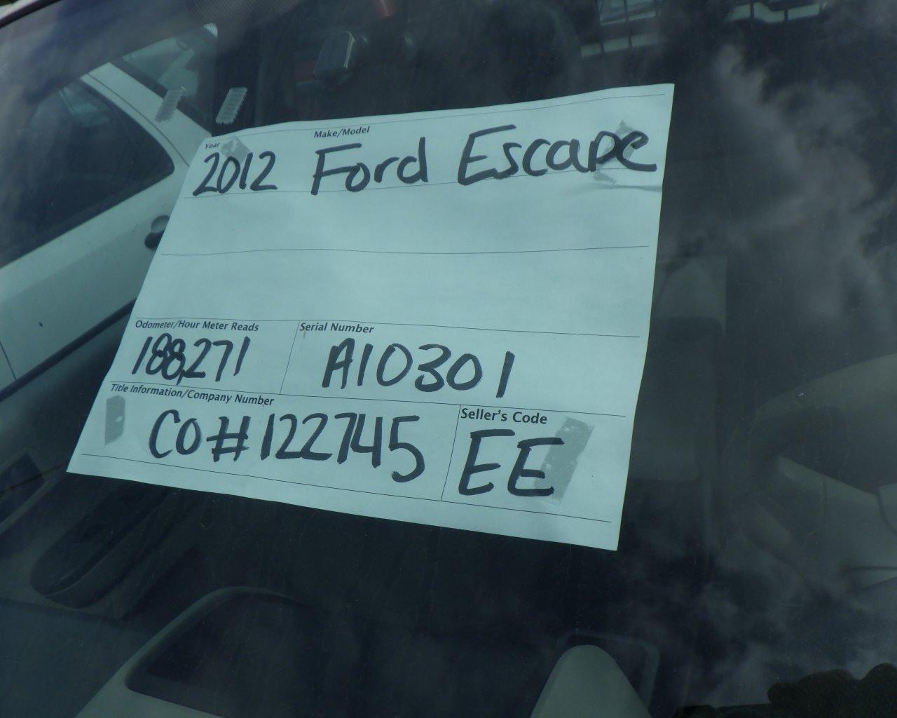 2012 FORD Escape s/n:A10301