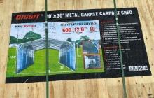 New! DIGGIT 20’ X 30’ Metal Garage Carport Shed