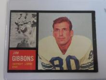 1962 TOPPS FOOTBALL #54 JIM GIBBONS DETROIT LIONS
