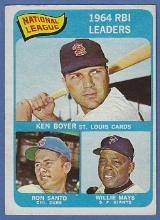 1965 Topps #6 RBI Leaders Willie Mays Ron Santo