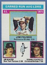 High Grade 1976 Topps #202 ERA Leaders Jim Palmer Catfish Hunter Dennis Eckersley