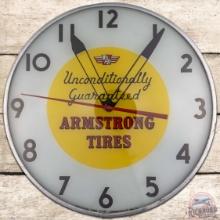 Armstrong Tires 15" American Time Corp. Advertising Clock w/ Logo