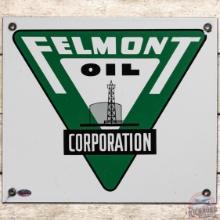 Felmont Oil Corporation SS Porcelain Truck Door Sign w/ Derrick Logo