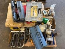 Pallet of Miscellaneous Shop Items, Allen Keys, Nuts and Bolts, Tool Boxes
