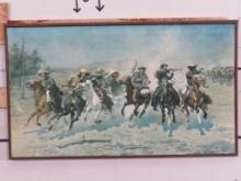 "A Dash for Timber" by Frederic Remington, Simulated Oil Painting Collography Print on CanvasWESTERN