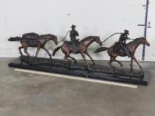 XXL Very Nice Bronze on Marble Base "Changing Outfits" by artist Charles Russell BRONZE ART WESTERN