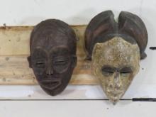 2 Small African Masks, Carved by Hand. Beautiful 20th Century(ONE$) AFRICAN ART